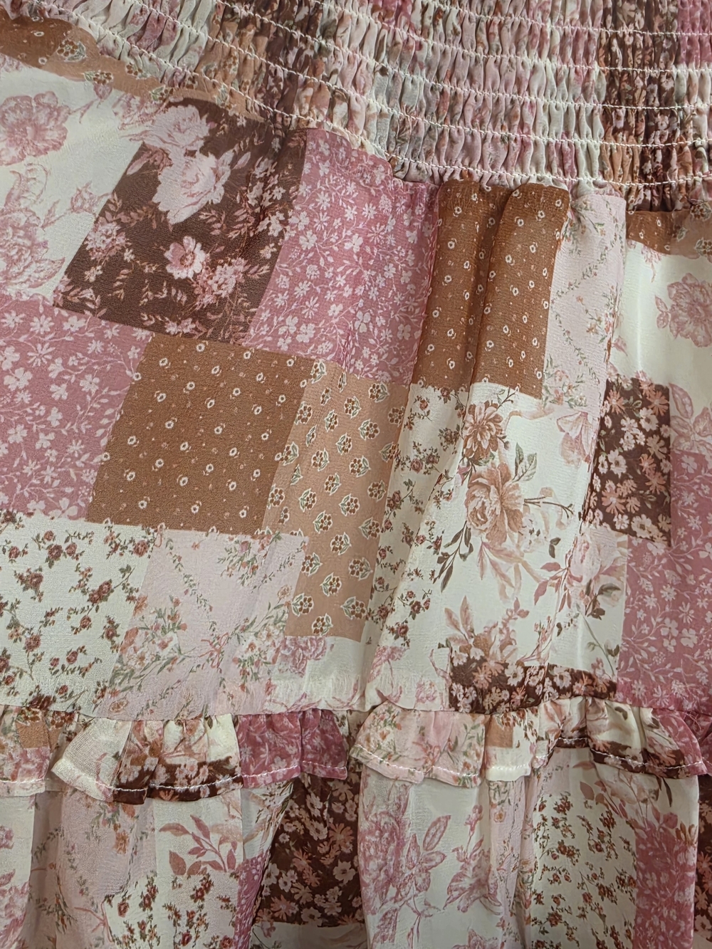 Altar'd State Kenzie Patchwork Ruffle Mini Skirt Large - Picture 3 of 7